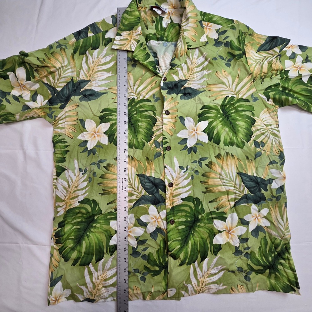 Pacific Legend Hawaiian Shirt Mens XL Green Floral Tropical Cotton - Picture 5 of 6